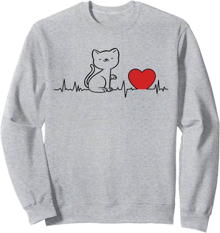 Katzen Heartbeat - Katze Herzschlag Sweatshirt
