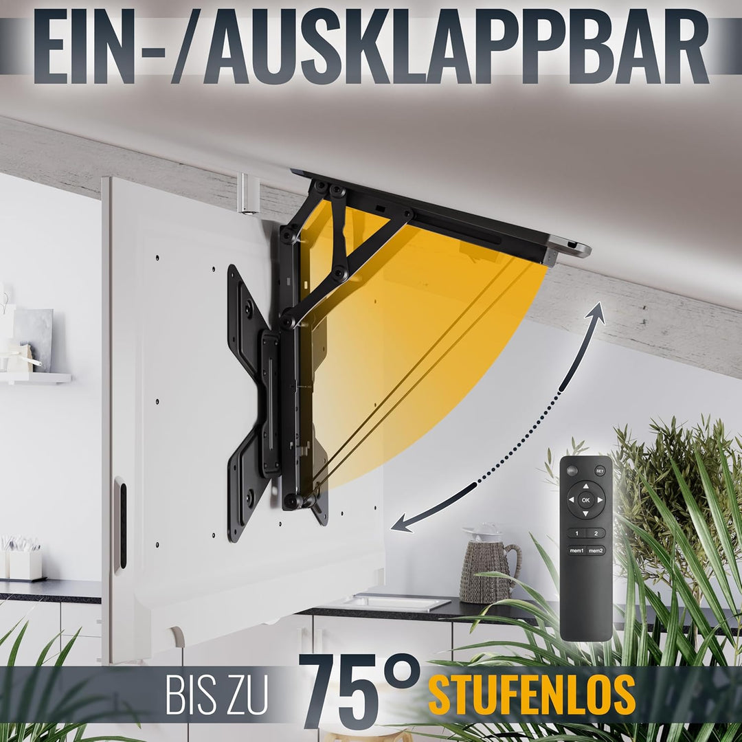 RICOO TV Deckenhalterung Elektrisch Klappbar Fernsehhalterung für 32-55 Zoll Fernseher Halterung Dec