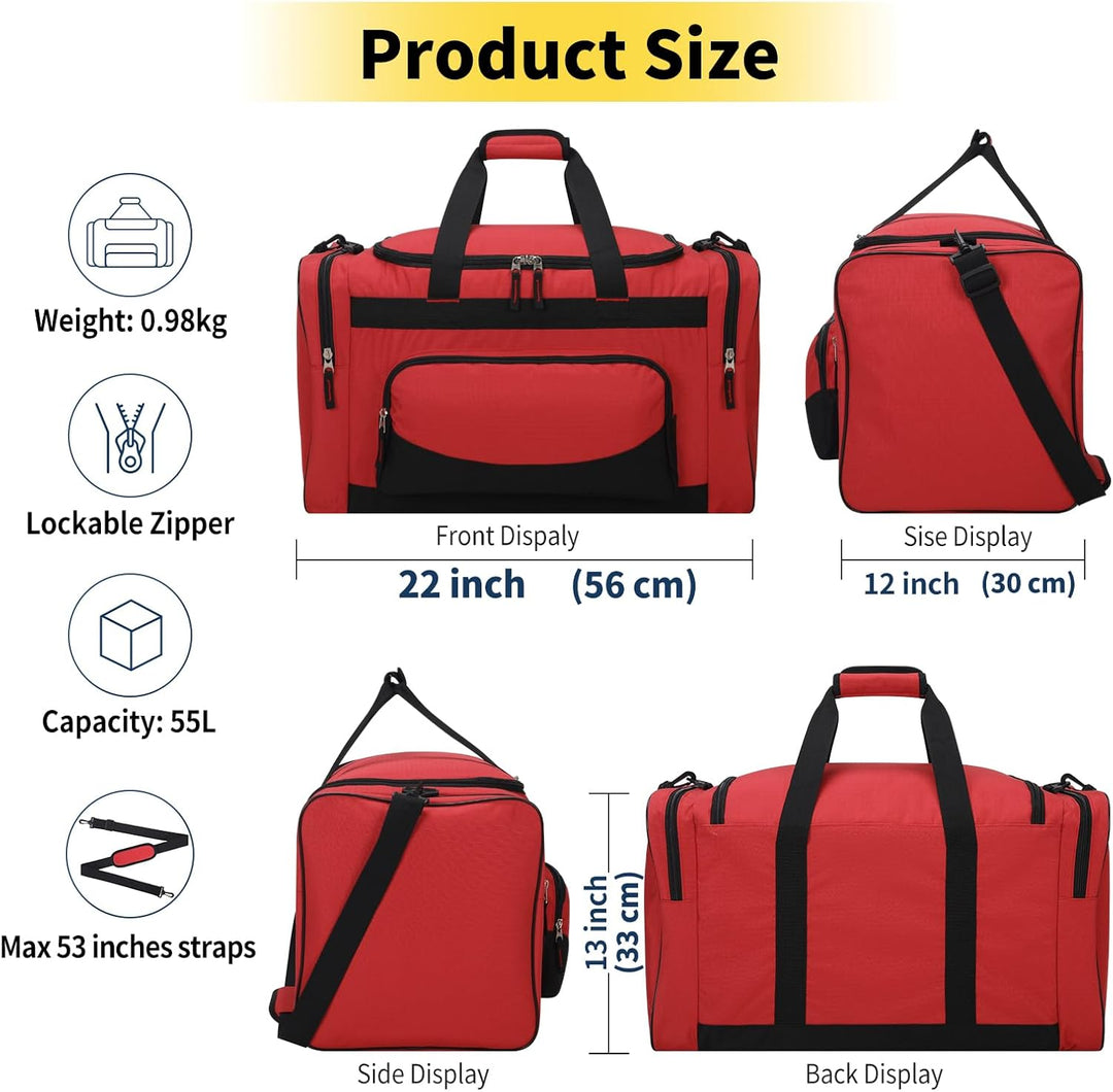 ZZY 55L Sporttasche Herren mit 2 Seitentaschen grosse Reisetasche für Fitness, Training und Reisen 5