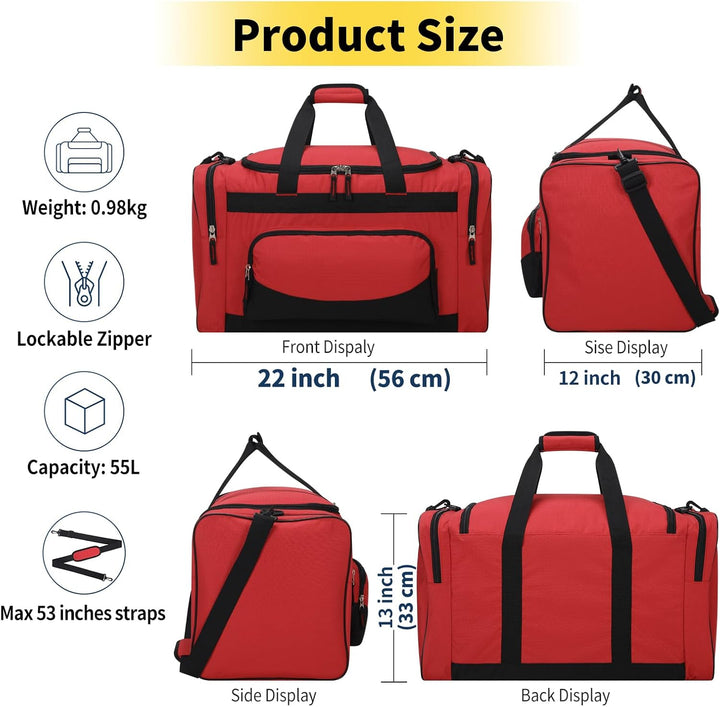 ZZY 55L Sporttasche Herren mit 2 Seitentaschen grosse Reisetasche für Fitness, Training und Reisen 5