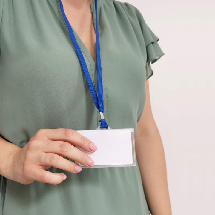 D.RECT 50Set Namensschilder mit Band Kartenhülle Ausweishalter für Business, Ausstellung, Büro, Schu