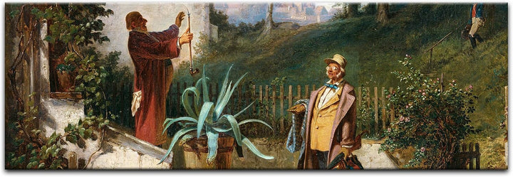 Bilderdepot24 Bild auf Leinwand | Carl Spitzweg Jugendfreunde in 90x30 cm als Wandbild | Wand-deko D
