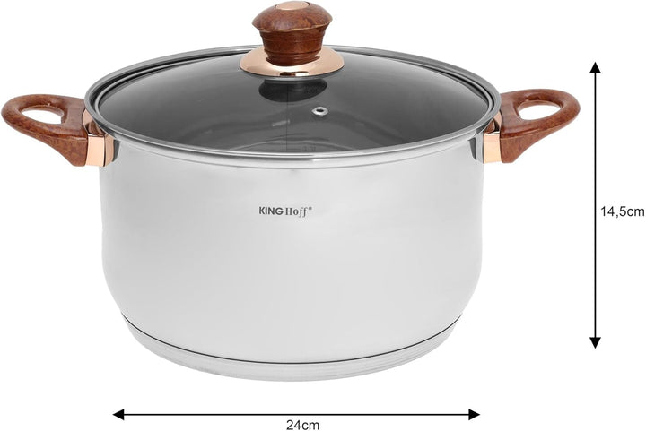 12-teilig Edelstahl Topfset Kochtopfset Topfe mit Teflon Pfanne KINGHOFF KH-1768 Rosegold