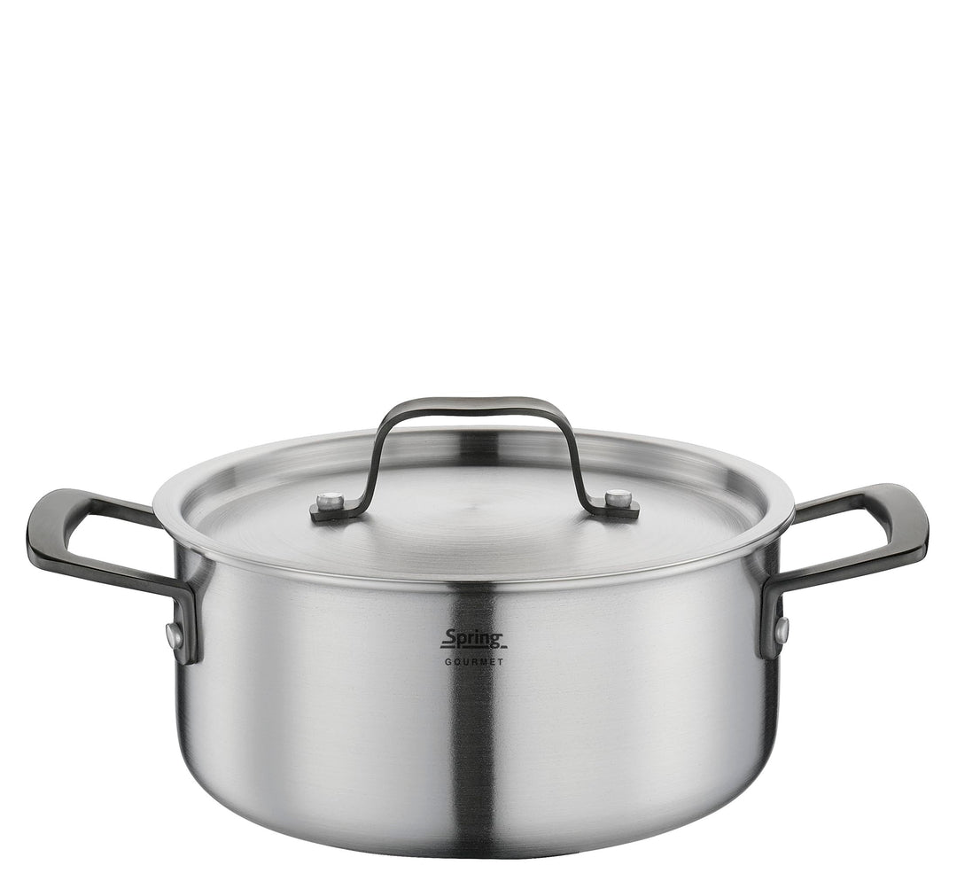 Spring Bratentopf GOURMET, mehrschichtiger Kochtopf mit Deckel aus Edelstahl, backofengeeignet, mit