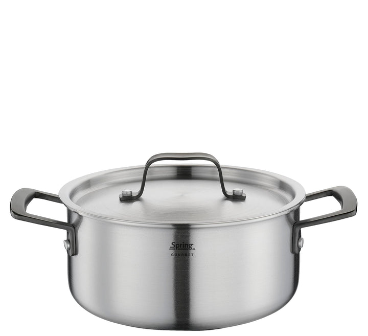 Spring Bratentopf GOURMET, mehrschichtiger Kochtopf mit Deckel aus Edelstahl, backofengeeignet, mit