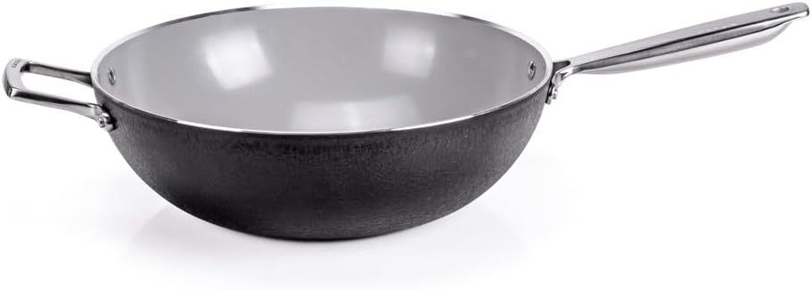 Moneta Armonia Finegres Wok 32 cm 1 Griff + 1 Griff, natürliche Beschichtung FineGres (NO PFAS), auc