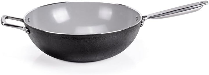 Moneta Armonia Finegres Wok 32 cm 1 Griff + 1 Griff, natürliche Beschichtung FineGres (NO PFAS), auc