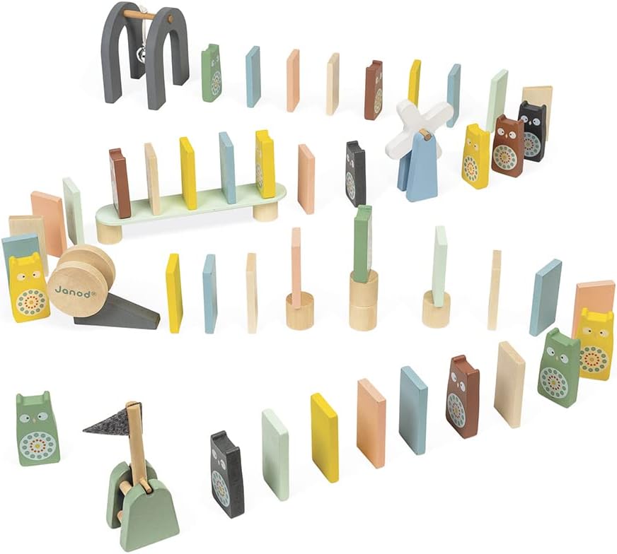 Janod - 28 Holzdominos Kollektion Sweet Cocoon - Baby- und Kleinkindspielzeug Farbe auf Wasserbasis