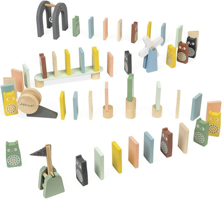 Janod - 28 Holzdominos Kollektion Sweet Cocoon - Baby- und Kleinkindspielzeug Farbe auf Wasserbasis