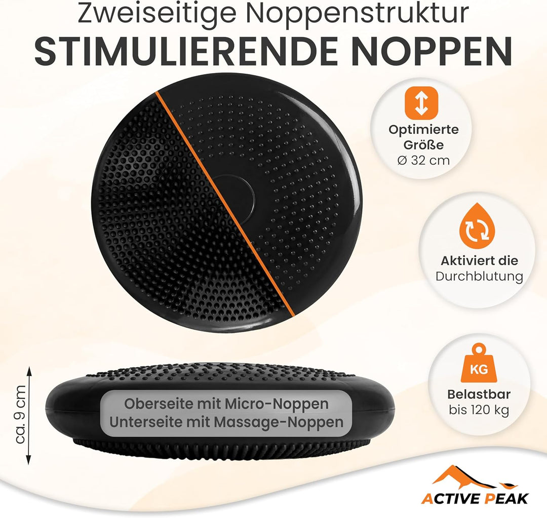 Balance Kissen Orthopädisches Sitzkissen Ø 32 cm Gleichgewichtstrainer mit Noppen Balancekissen aufb