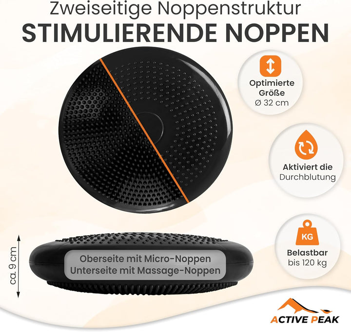 Balance Kissen Orthopädisches Sitzkissen Ø 32 cm Gleichgewichtstrainer mit Noppen Balancekissen aufb