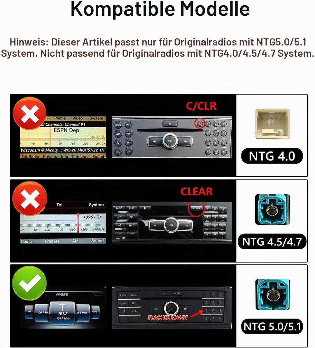 Wireless CarPlay Nachrüst-Kit für Mercedes-Benz A/CLA/GLA/B/C/E/G/SL/V-Klasse (2014–2019) mit NTG 5.