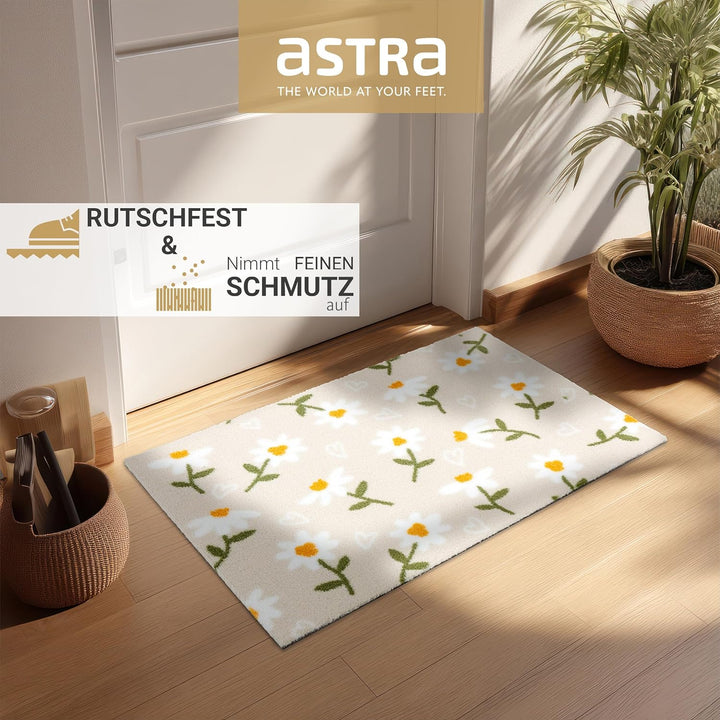 Astra rutschfeste Sauberlaufmatte innen - Gänseblümchen beige 50 x 70 cm - Wohnraum Fussmatte Design