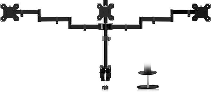 suptek Triple Monitorhalterung für 3 Bildschirme, Dreifach Monitor Tischhalterung Verstellbarer 3 Fa