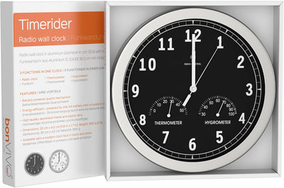 bonVIVO Funk Wanduhr ohne Tickgeräusche Grosse Küchenuhr Funkuhr für Wand in Bad Büro Home Office Wo