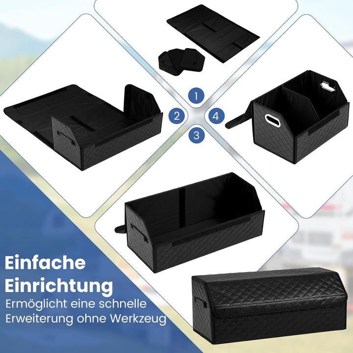 GYMAX Faltbarer Kofferraum Organizer, wasserdicht & verschleissfest, Auto Kofferraum mit grosses Fas