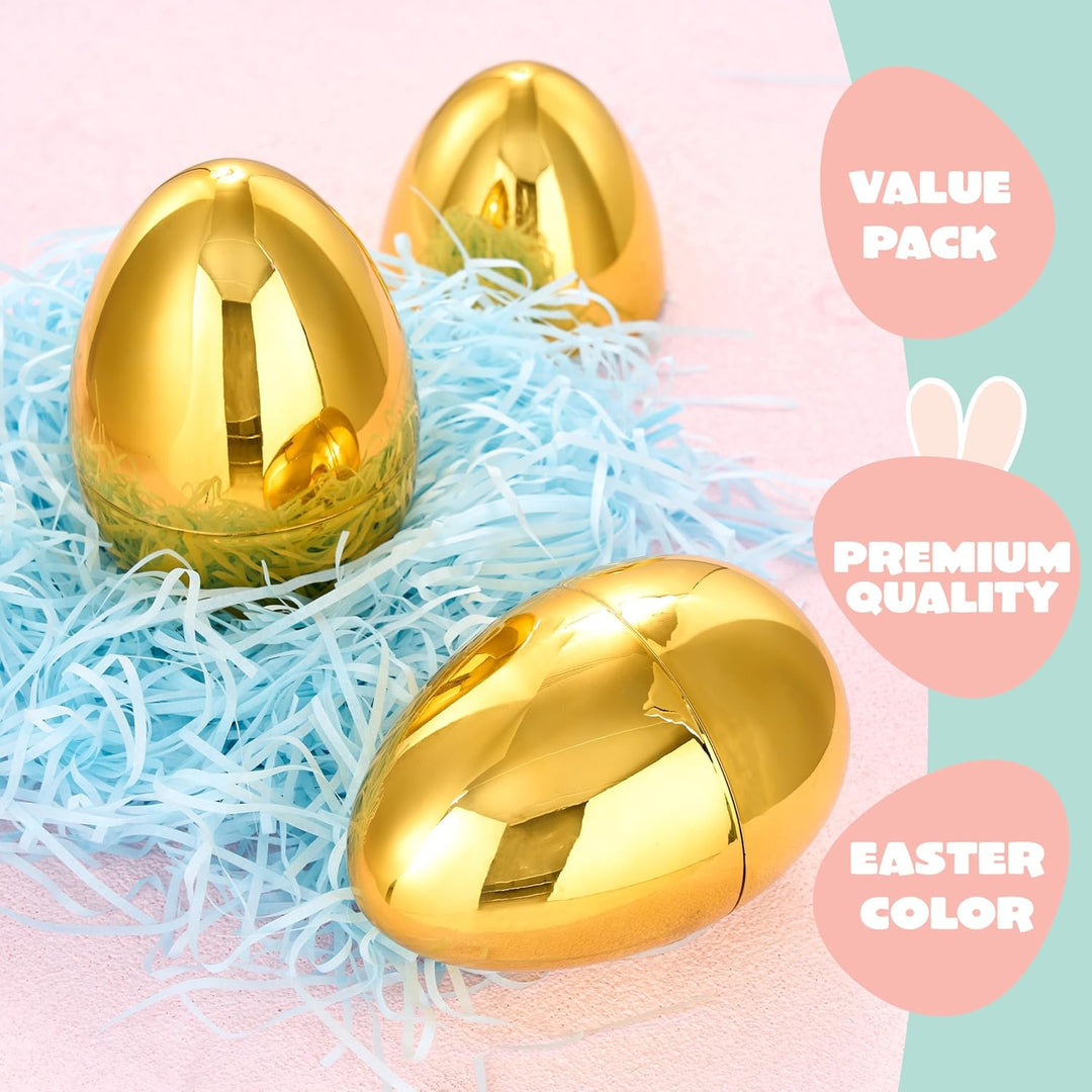 JOYIN 12 Stück riesige goldene Eier 15,2cm grosse metallische Plastik-Ostereier befüllbare Leere Übe