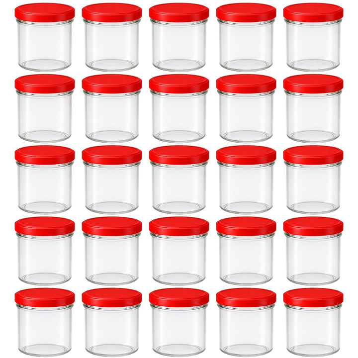 Vitrea 25x Marmeladengläser 125 ml - mit Deckel Rot TO 66 - Einmachgläser zum befüllen mit Schraubde
