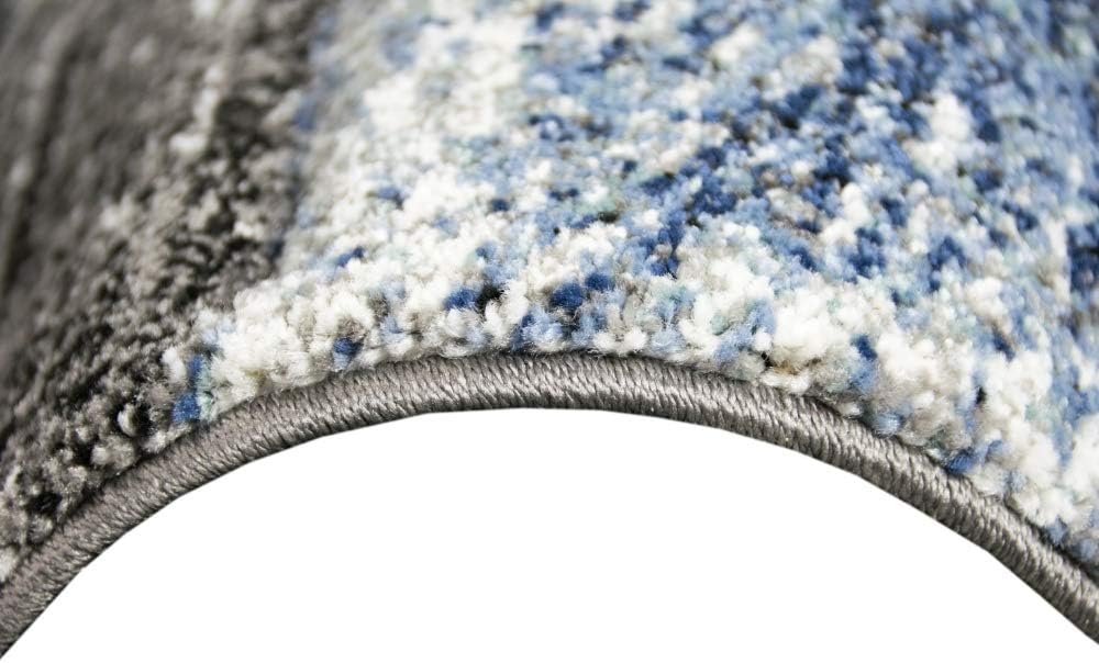 CARPETIA Teppich modern Wohnzimmerteppich karo blau grau schwarz Grösse 80x150 cm 80 x 150 cm, 80 x