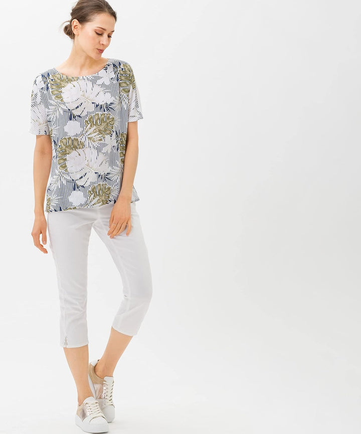 BRAX Damen Style Mary Capri Sommercapri Freizeithose 36 Weiss, 36 Wei&#xDF;