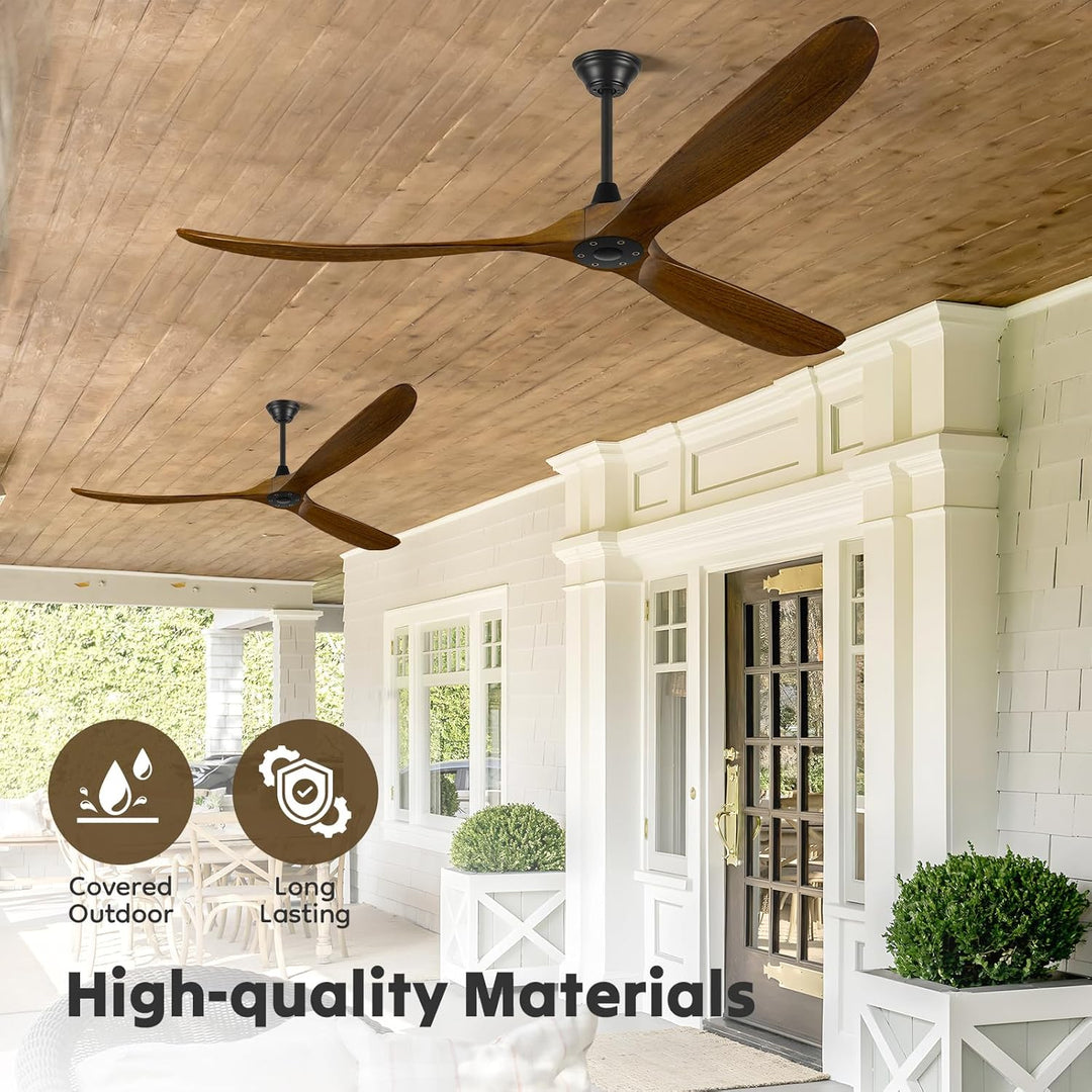 177cm Deckenventilator im Freien ohne Licht, Deckenventilator Leise mit Fernbedienung, Moderner Deck