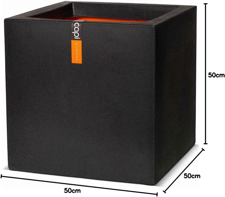 Capi Europe - Blumentopf quadratisch Smooth NL - 50x50 - Schwarz - Öffnung Ø42 - Blumentopf für den