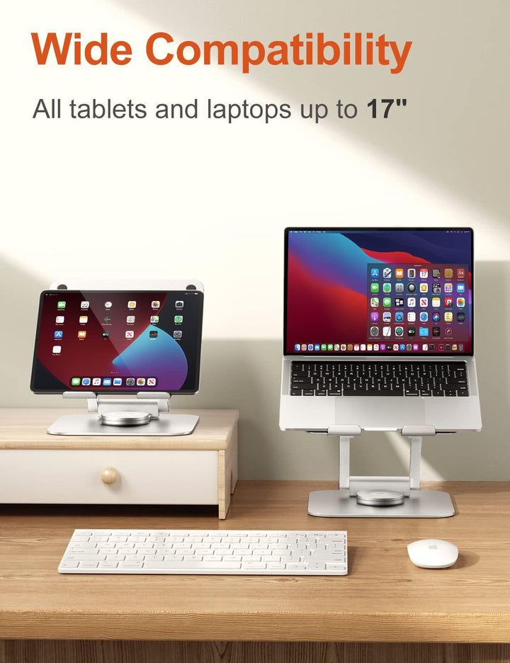 Laptop Ständer mit 360° Drehbarer Basis, Ergonomisch Laptopständer Höhenverstellbar, Laptop Erhoehun
