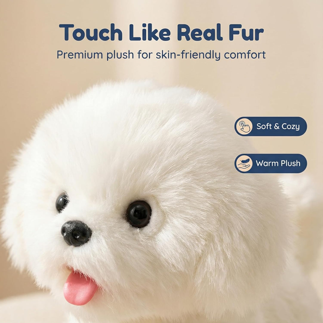 CU-MATE Plush Interactive Maltese Simulation Dog-Realistic Stuffed Animal Puppy Electronic Toy Robot