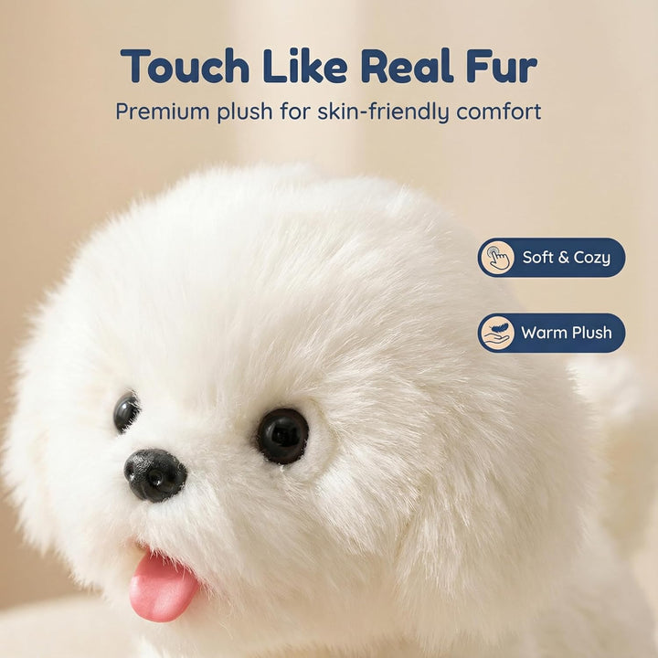 CU-MATE Plush Interactive Maltese Simulation Dog-Realistic Stuffed Animal Puppy Electronic Toy Robot