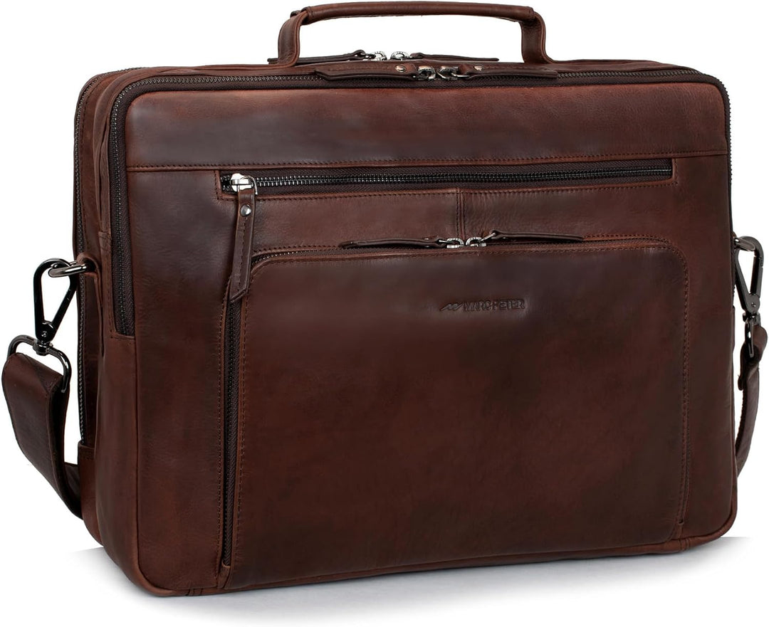 Marc Peter® Laptoptasche Auckland 15,6 Zoll Leder I Umhängetasche für Laptop I Aktentasche für Noteb