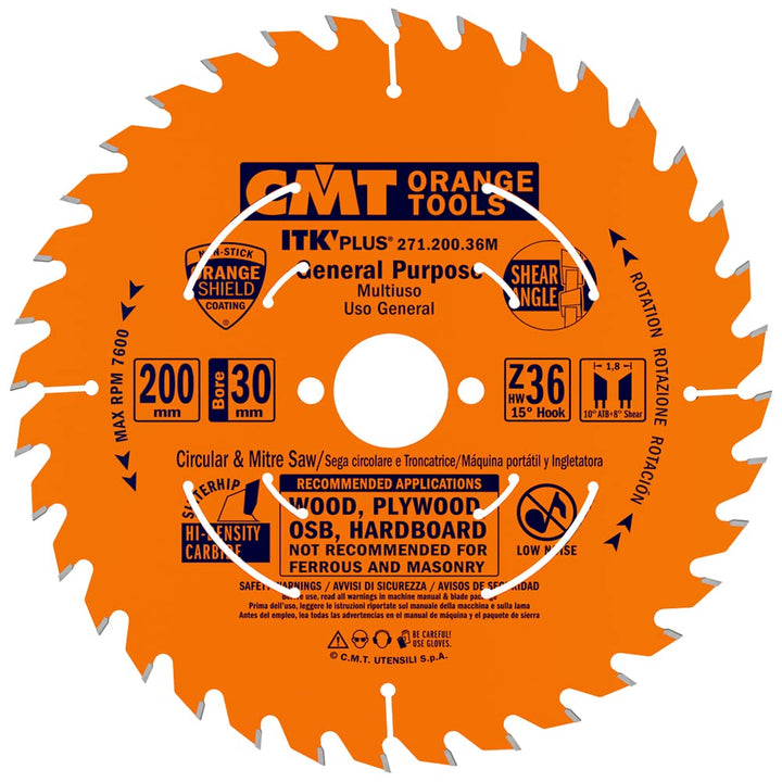 CMT Orange Tools 271.200.36 M Handkreissäge (Ultra ITK) 200 x 1.7 x 30 Z 36
