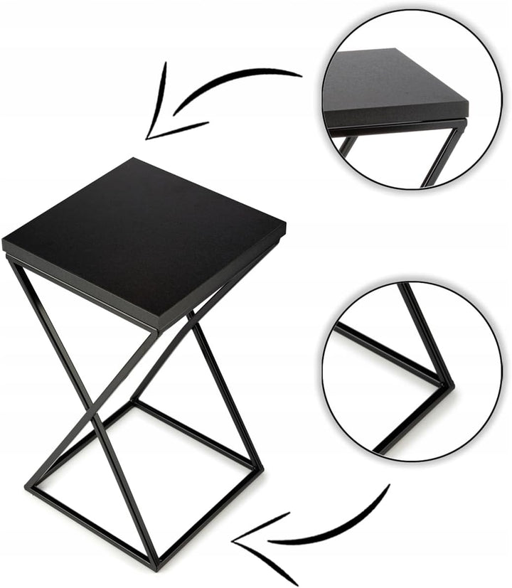 Pflanzenständer Metall 40 cm Hoch - Stabiler und Fester Blumenhocker mit Schwarz MDF-Platte auf Robu