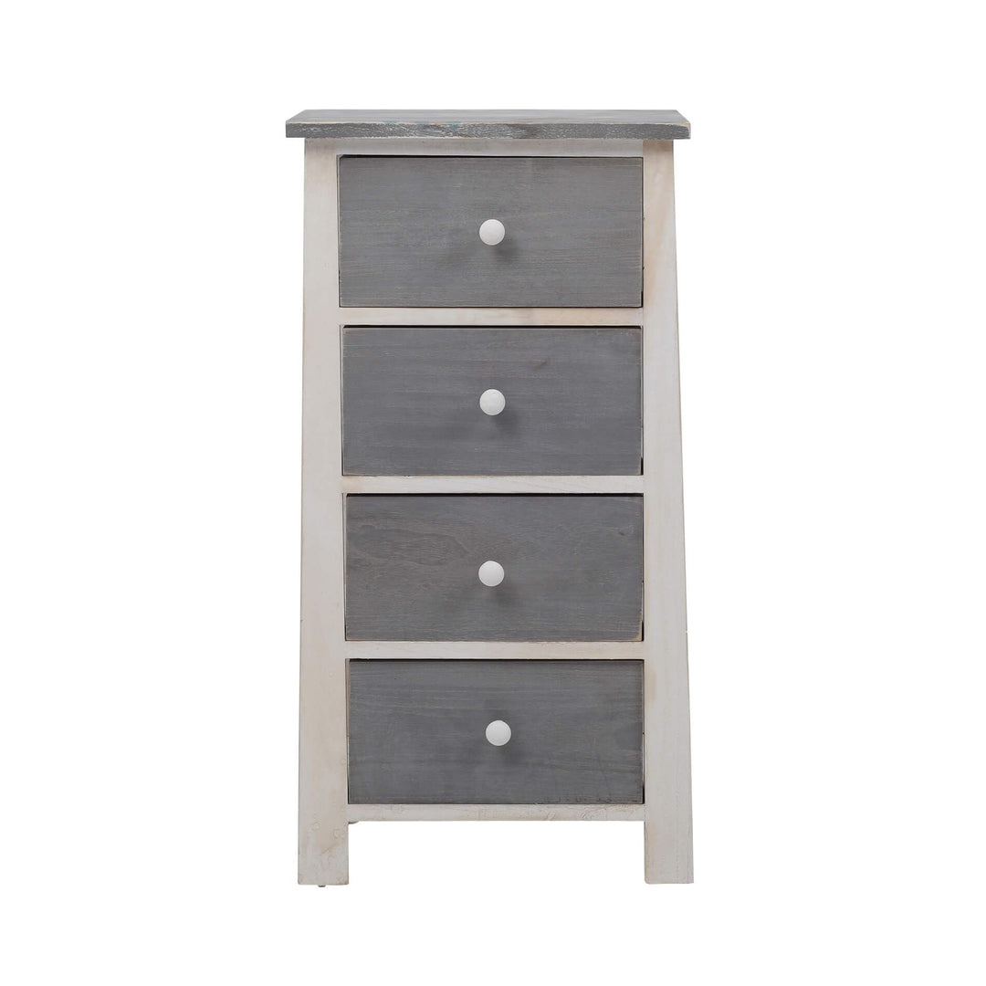 Rebecca Mobili Nachttisch im Shabby-Stil, Kommode mit 4 Schubladen, Paulownienholz, Weiss, als Wohne