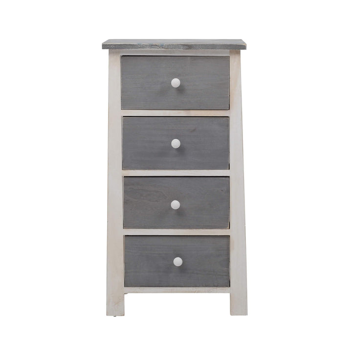 Rebecca Mobili Nachttisch im Shabby-Stil, Kommode mit 4 Schubladen, Paulownienholz, Weiss, als Wohne