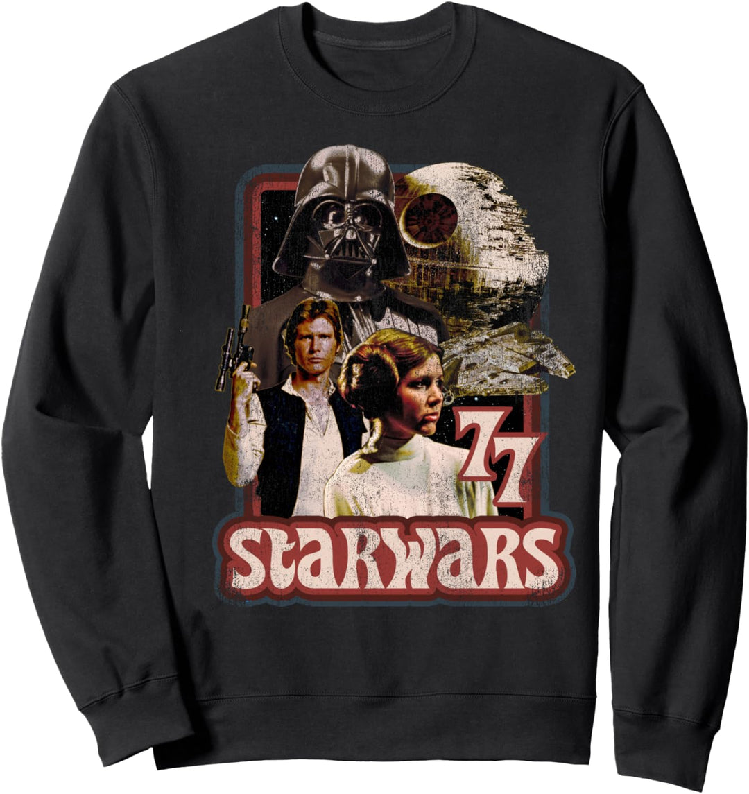Star Wars Group Shot Retro Vibe Distressed Sweatshirt
