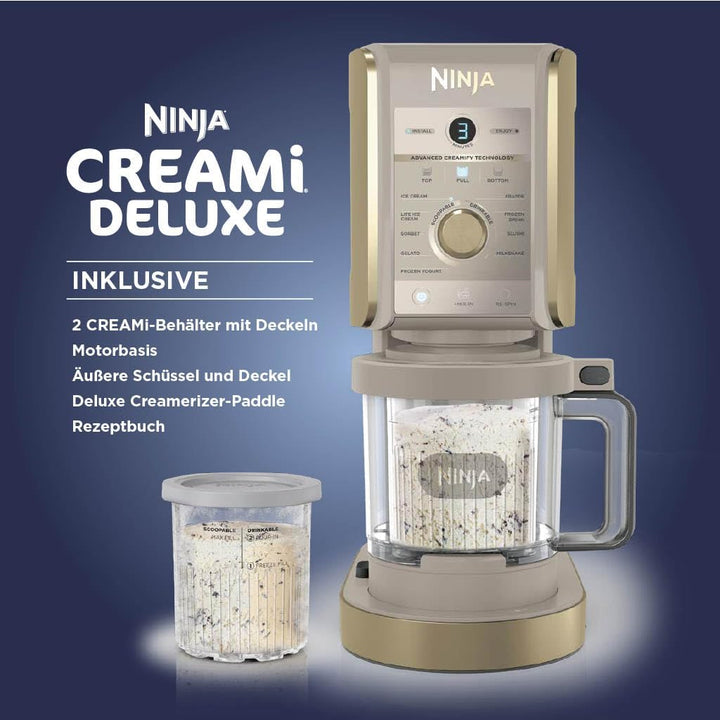 Ninja CREAMi Deluxe Eismaschine mit 2 Behältern, 10 Funktionen, Dessert & Ice Cream Maker für Eiscre