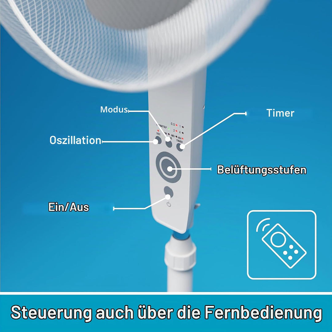 SUNTEC Ventilator mit Fernbedienung, Timer | Stand Standventilator CoolBreeze 4000 | Leise 40 cm Dur