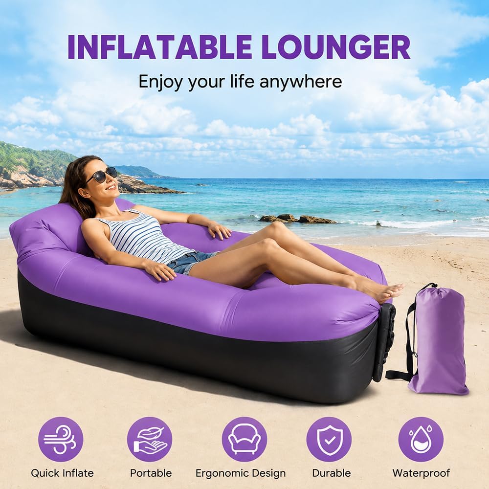 Aufblasbares Sofa, Camping Sofa Aufblasbar, Tragbares Luft Sitzsack mit Aufbewahrungstasche, Air Lou
