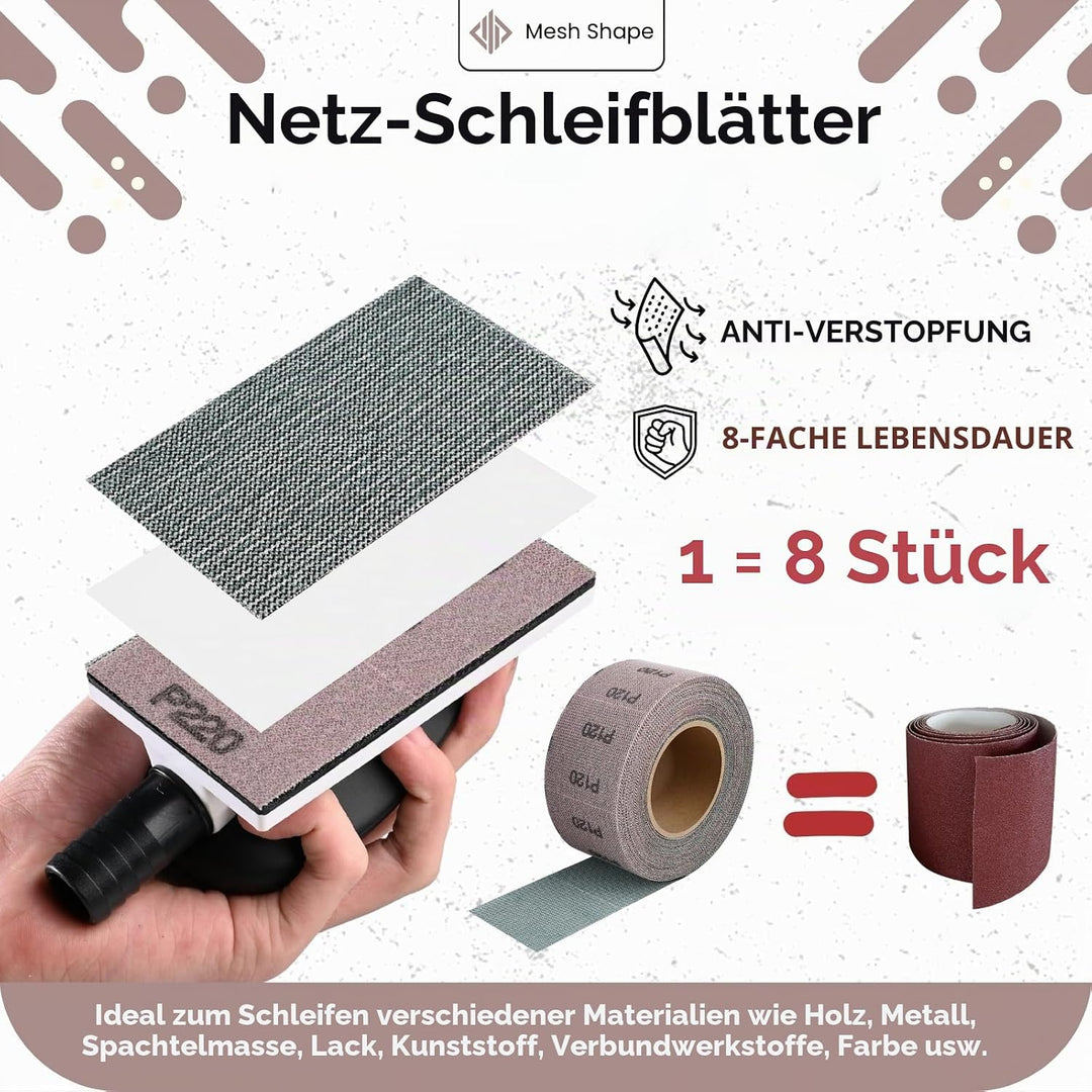 Körnung P80 Netz Schleifpapier Rolle Klett, 70 mm x 12 m, Kollokation mit 70mm Breites Handschleifer
