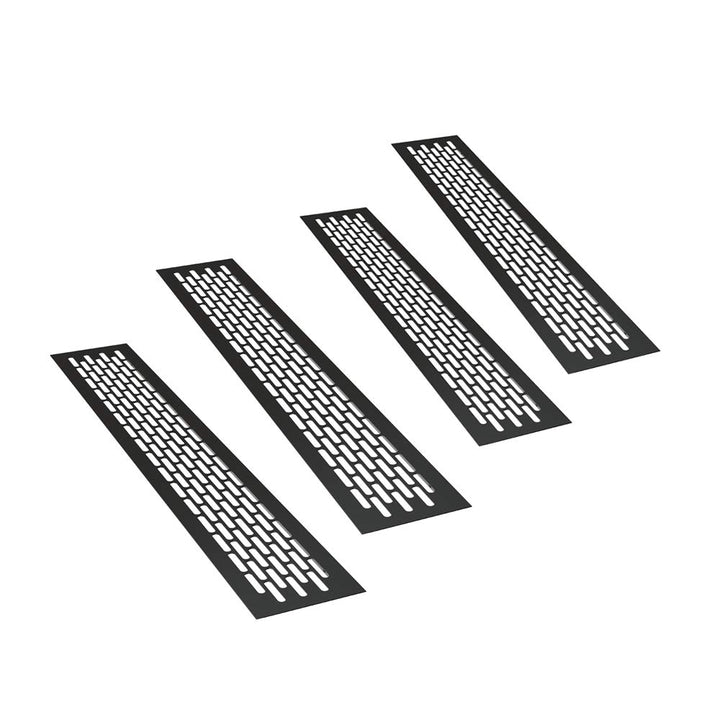 sossai® Aluminium Lüftungsgitter - Alucratis (4 Stück) | Rechteckig - Masse: 48 x 8 cm | Farbe: Schw