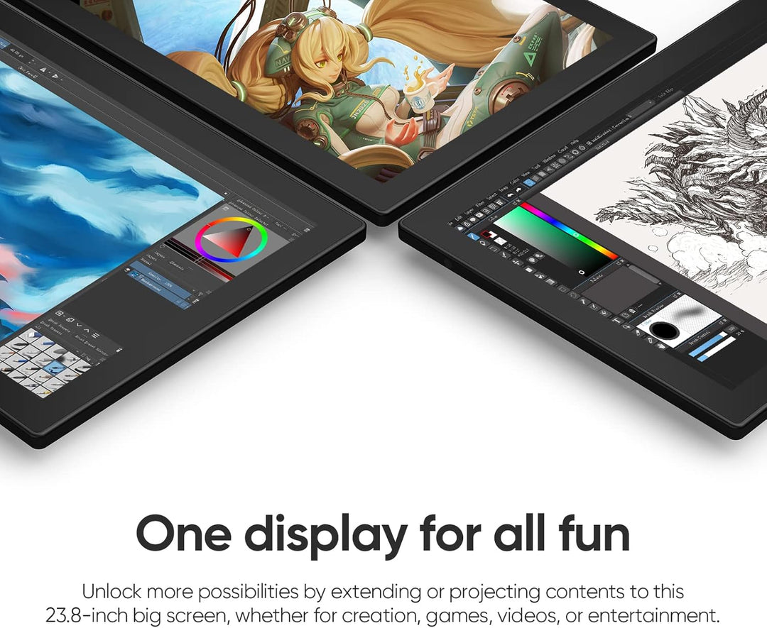 XP-Pen Artist 24 (FHD) Zeichen-Tablet mit Bildschirm, 60,5 cm (23 Zoll), vollständig laminiertes Gra