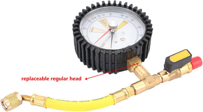 Artillery Klimaanlage Manometer,1/4 SAE Inch Klimaanlagen Kühlung Stickstoffdrucktest Manometer,80mm