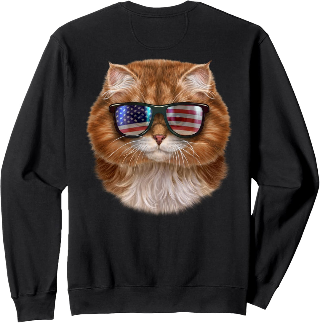 Katze, die Flagge der USA-Themensonnenbrille trägt Sweatshirt