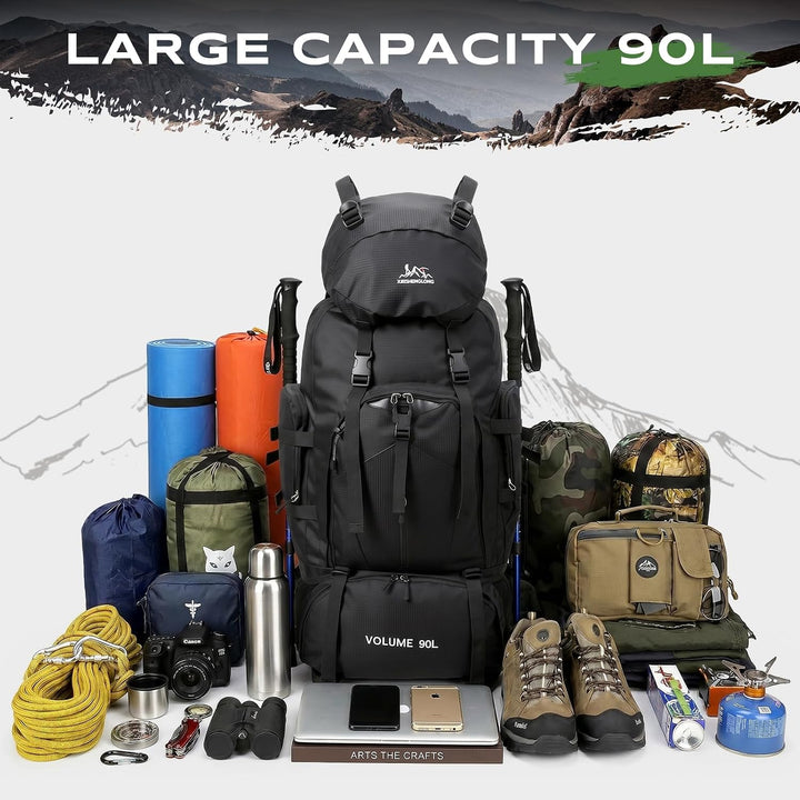 Wanderrucksack Herren Damen 90L Trekkingrucksack Reiserucksack Grosser Wasserdicht Wandern Rucksack