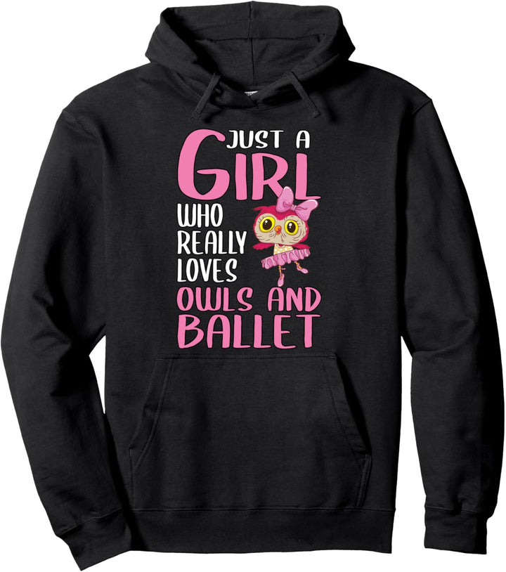 Damen Ballerina Kauz Just A Girl Geschenk Eulen und Ballett Pullover Hoodie