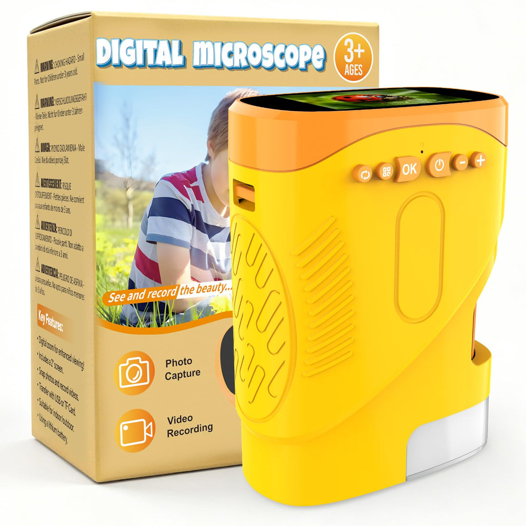 Nauotk Digitales Mikroskop für Kinder [1000-fache Vergrösserung] Tragbares Taschenmikroskop Spielzeu