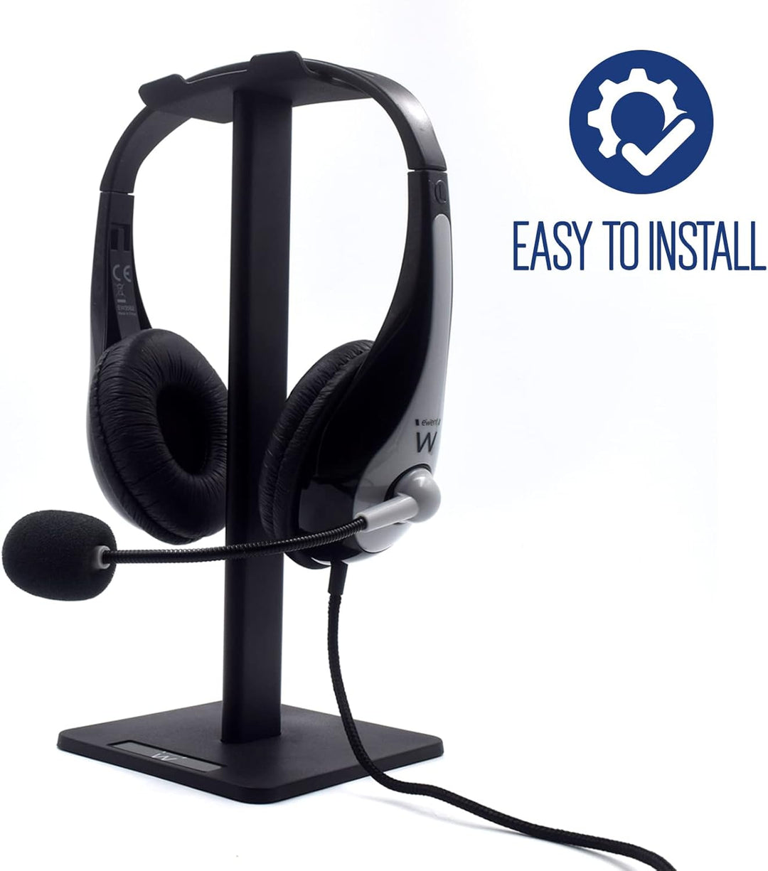 Ewent EW1586 Headphone and Desktop Headphone Stand, Detachable Headphone Stand, Non-Slip TPU Silicon