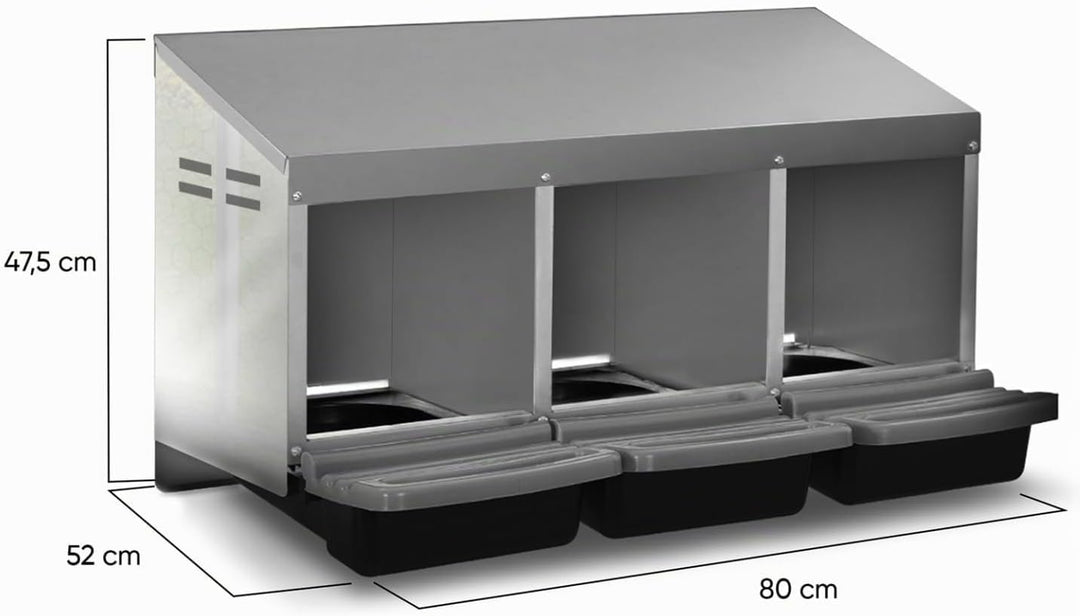 IDMarket - Hühnerstall 3 Plätze Nistkasten aus Metall mit Boden