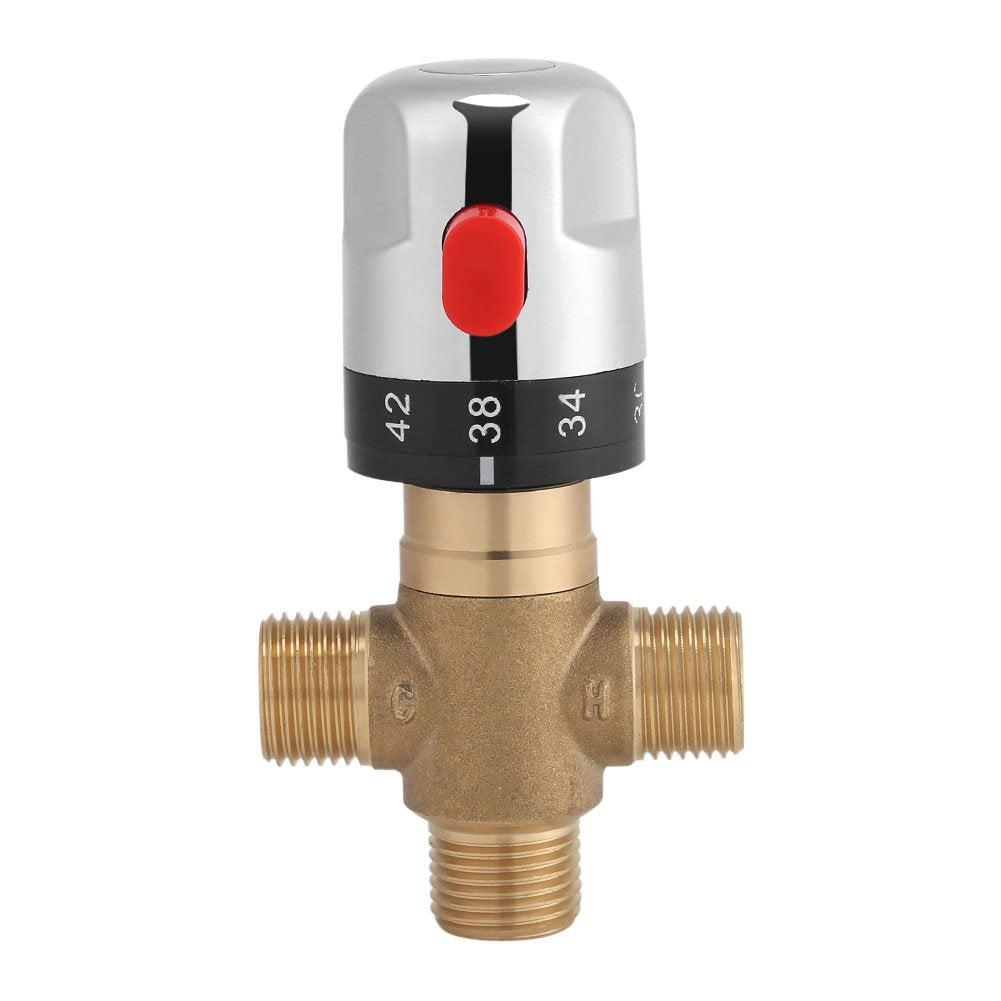 Armatur Thermostat Messing, 15 mm Waschbeckenarmatur Feste Temperatur für Küche Badezimmer G1/2 35- 