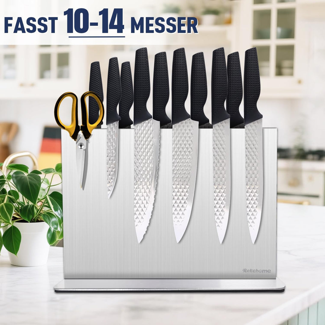 Messerblock magnetischer ohne Messer, 30 cm Silber Messerhalter magnetisch aus 304 Edelstahl, beidse